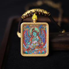 Green Tara Thangka Necklace, Daily Series