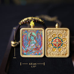 Green Tara Thangka Necklace, Daily Series