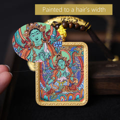 Green Tara Thangka Necklace, Daily Series