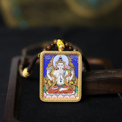 Four-Armed Avalokiteshvara Thangka Necklace - Master Series