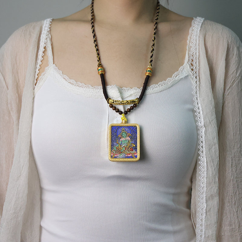 Green Tara Thangka Necklace - Master Series