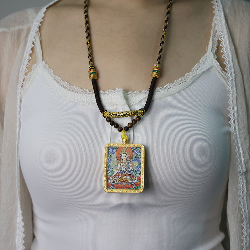 White Tara Thangka Necklace-Master Series