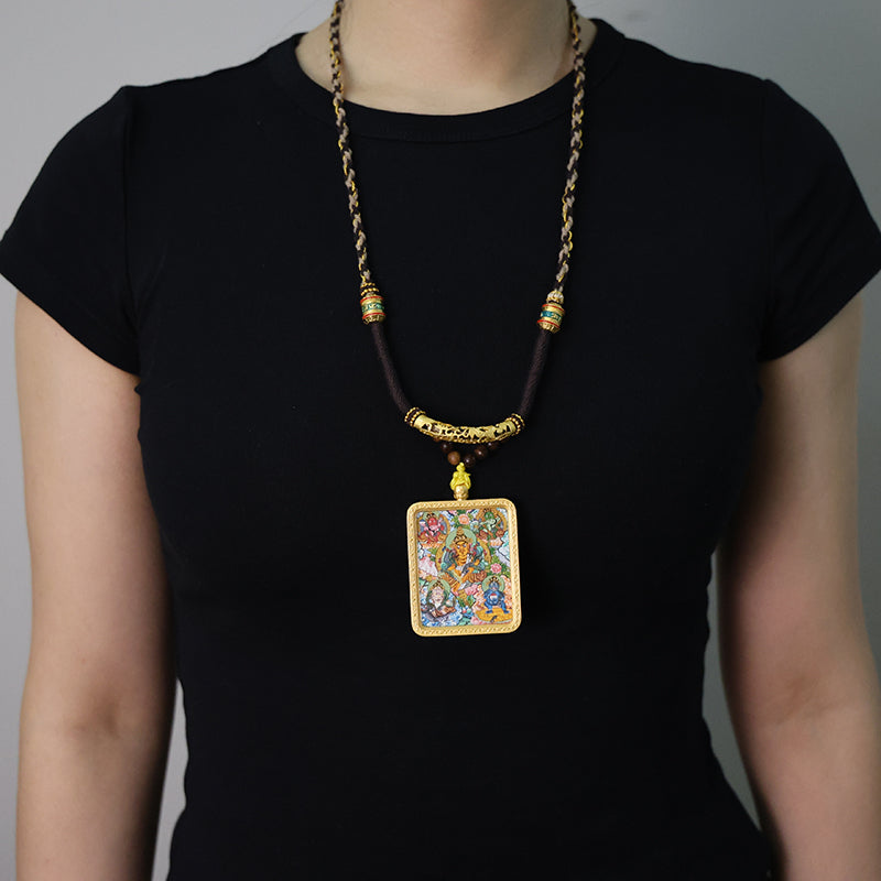 Five Directions Wealth Gods Thangka Necklace, Daily Series