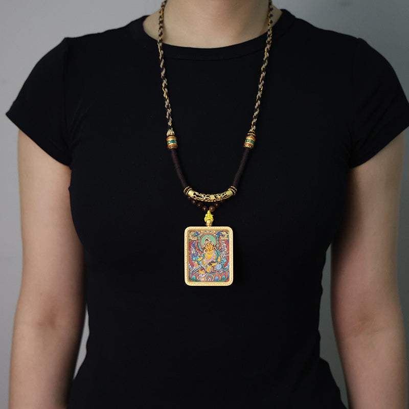 Yellow Jambhala Thangka Necklace, Daily Series