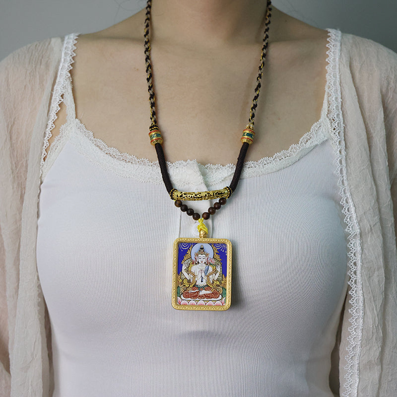Four-Armed Avalokiteshvara Thangka Necklace - Master Series