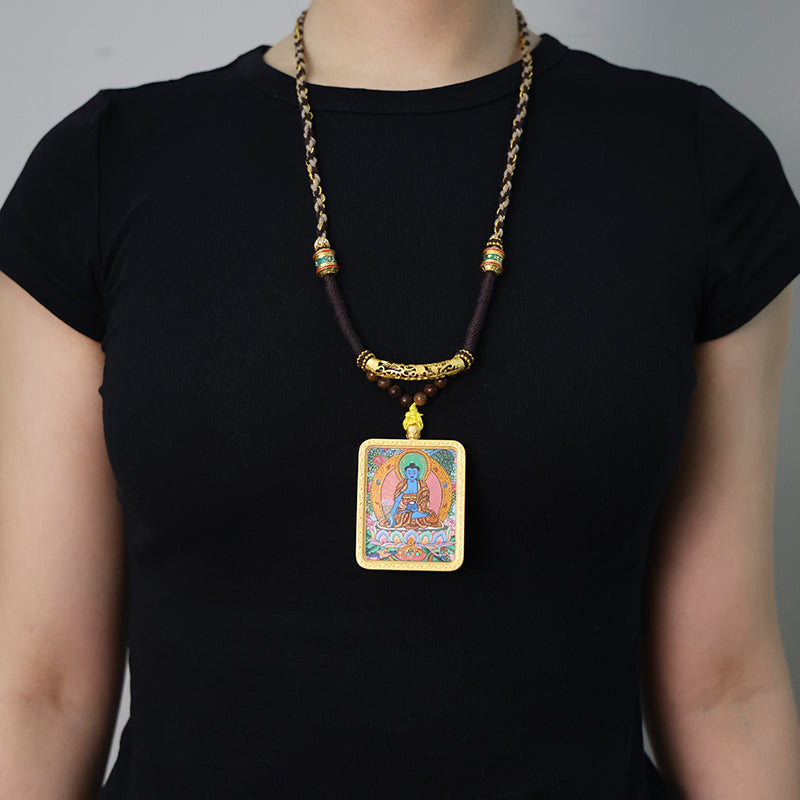 Medicine Buddha Thangka Necklace, Daily Series